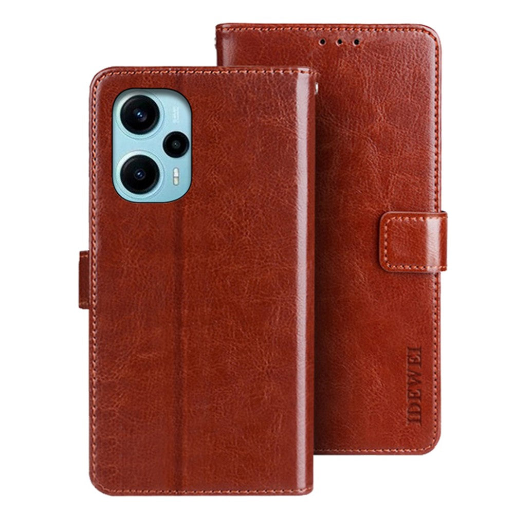 IDEWEI TPU+PU-lædermobilcover til Xiaomi Redmi Note 12 Turbo / Poco F5 5G, tegnebogscover med Crazy Horse-tekstur og stander