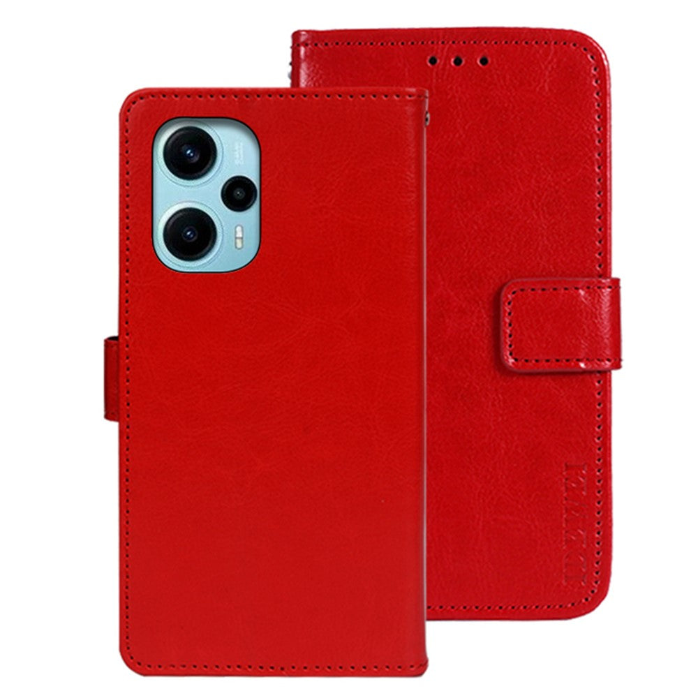 IDEWEI TPU+PU-lædermobilcover til Xiaomi Redmi Note 12 Turbo / Poco F5 5G, tegnebogscover med Crazy Horse-tekstur og stander
