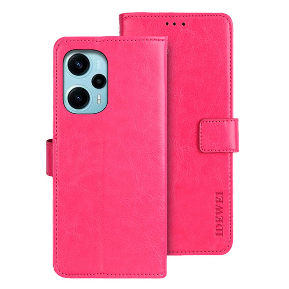 IDEWEI TPU+PU-lædermobilcover til Xiaomi Redmi Note 12 Turbo / Poco F5 5G, tegnebogscover med Crazy Horse-tekstur og stander