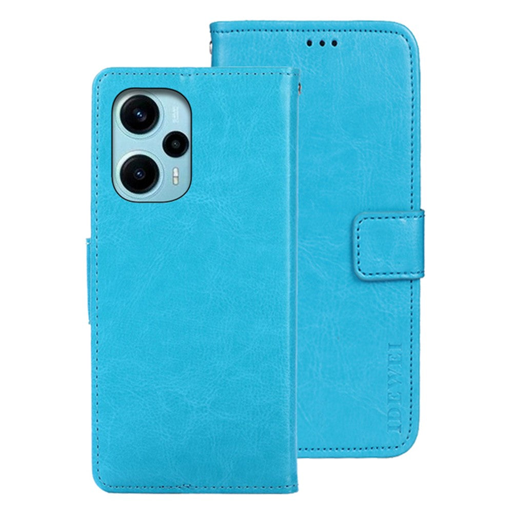 IDEWEI TPU+PU-lædermobilcover til Xiaomi Redmi Note 12 Turbo / Poco F5 5G, tegnebogscover med Crazy Horse-tekstur og stander