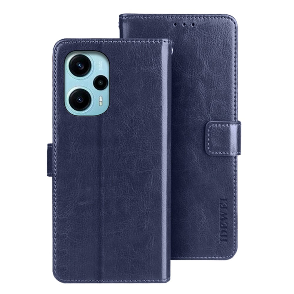 IDEWEI TPU+PU-lædermobilcover til Xiaomi Redmi Note 12 Turbo / Poco F5 5G, tegnebogscover med Crazy Horse-tekstur og stander