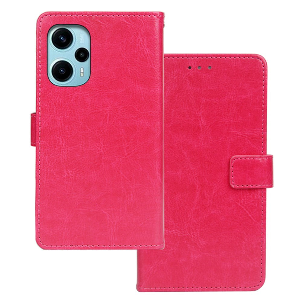IDEWEI For Xiaomi Redmi Note 12 Turbo / Poco F5 5G Leather Stand Case Wallet Cover Crazy Horse Texture Phone Shell