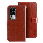 IDEWEI For Oppo Reno10 Pro+ 5G Anti-Fingerprint Phone Shell Wallet Crazy Horse Texture Stand Leather Case Cover