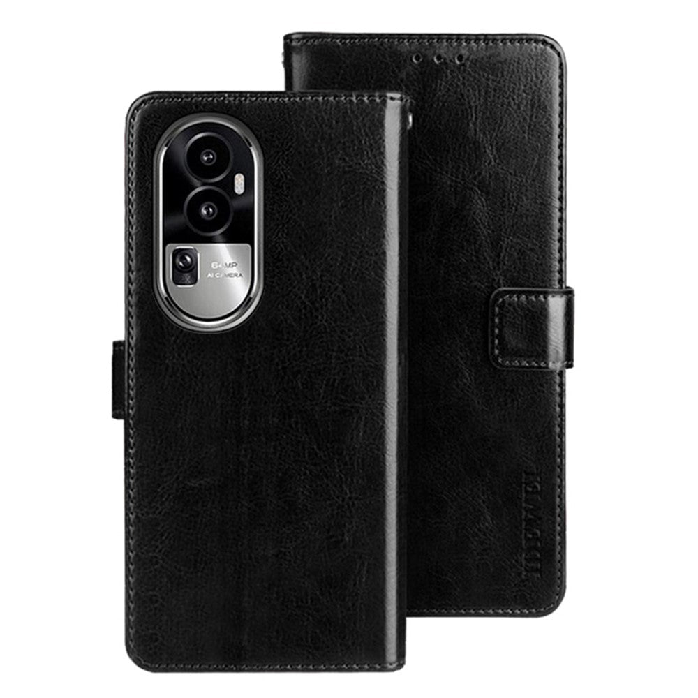 IDEWEI For Oppo Reno10 Pro+ 5G Anti-Fingerprint Phone Shell Wallet Crazy Horse Texture Stand Leather Case Cover