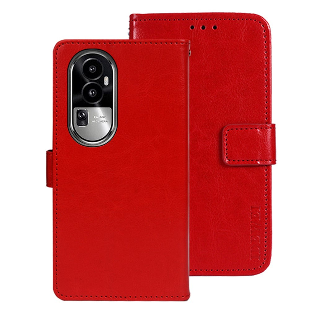 IDEWEI For Oppo Reno10 Pro+ 5G Anti-Fingerprint Phone Shell Wallet Crazy Horse Texture Stand Leather Case Cover