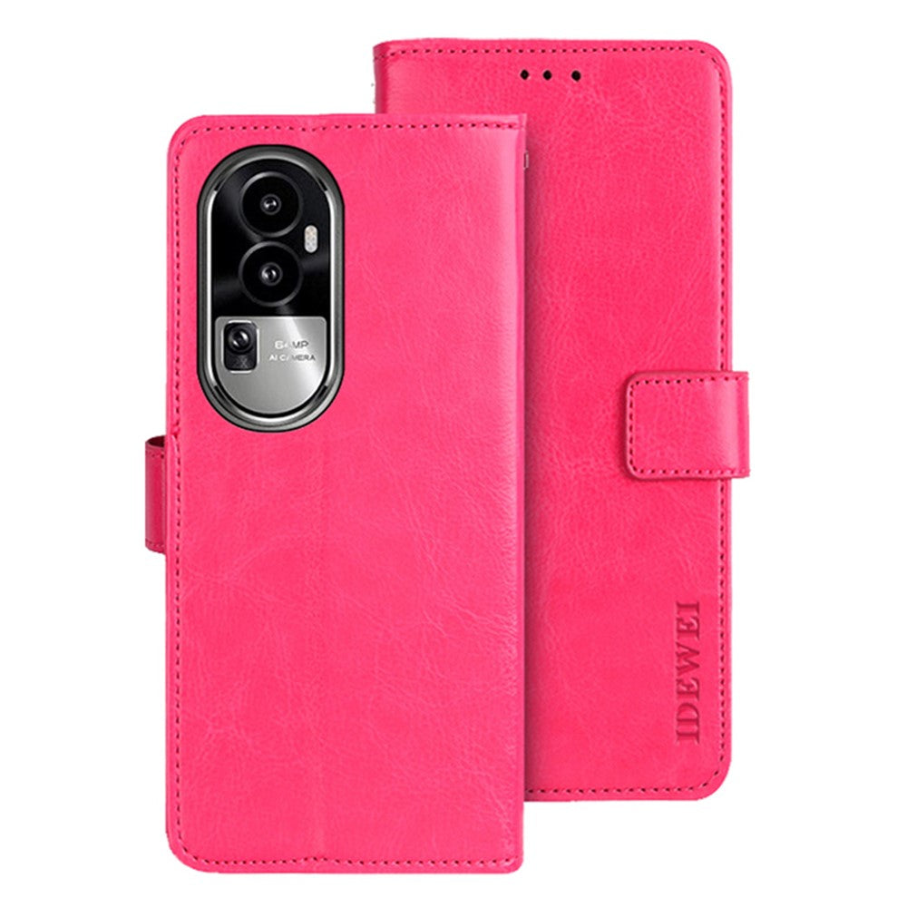IDEWEI For Oppo Reno10 Pro+ 5G Anti-Fingerprint Phone Shell Wallet Crazy Horse Texture Stand Leather Case Cover