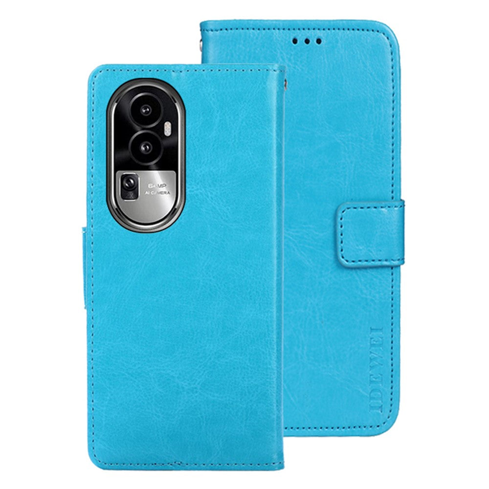 IDEWEI For Oppo Reno10 Pro+ 5G Anti-Fingerprint Phone Shell Wallet Crazy Horse Texture Stand Leather Case Cover