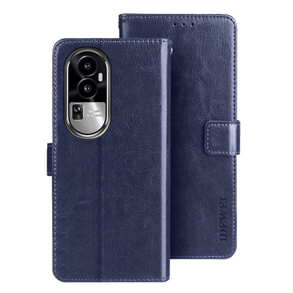 IDEWEI For Oppo Reno10 Pro+ 5G Anti-Fingerprint Phone Shell Wallet Crazy Horse Texture Stand Leather Case Cover