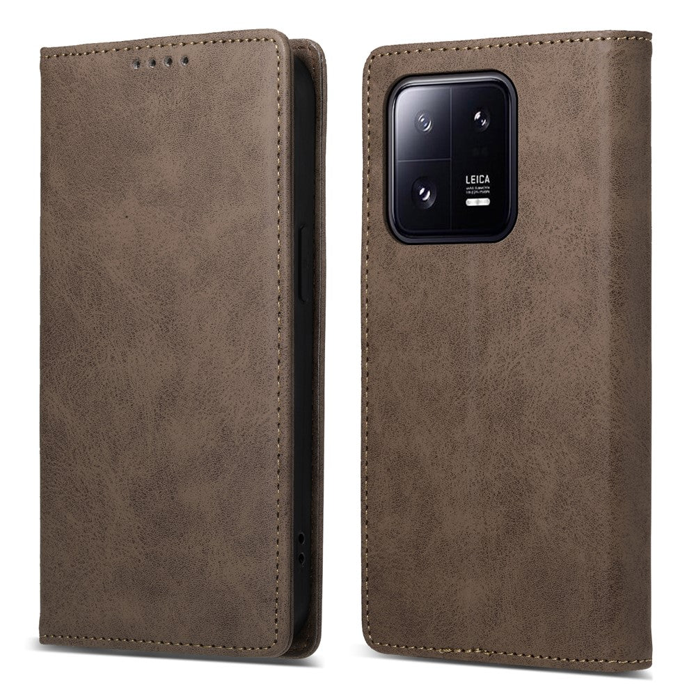 DF-05 RFID Blocking Wallet Cell Phone Case For Xiaomi 13 Pro 5G , Anti-Scratch PU Leather + Matte TPU Stand Cover