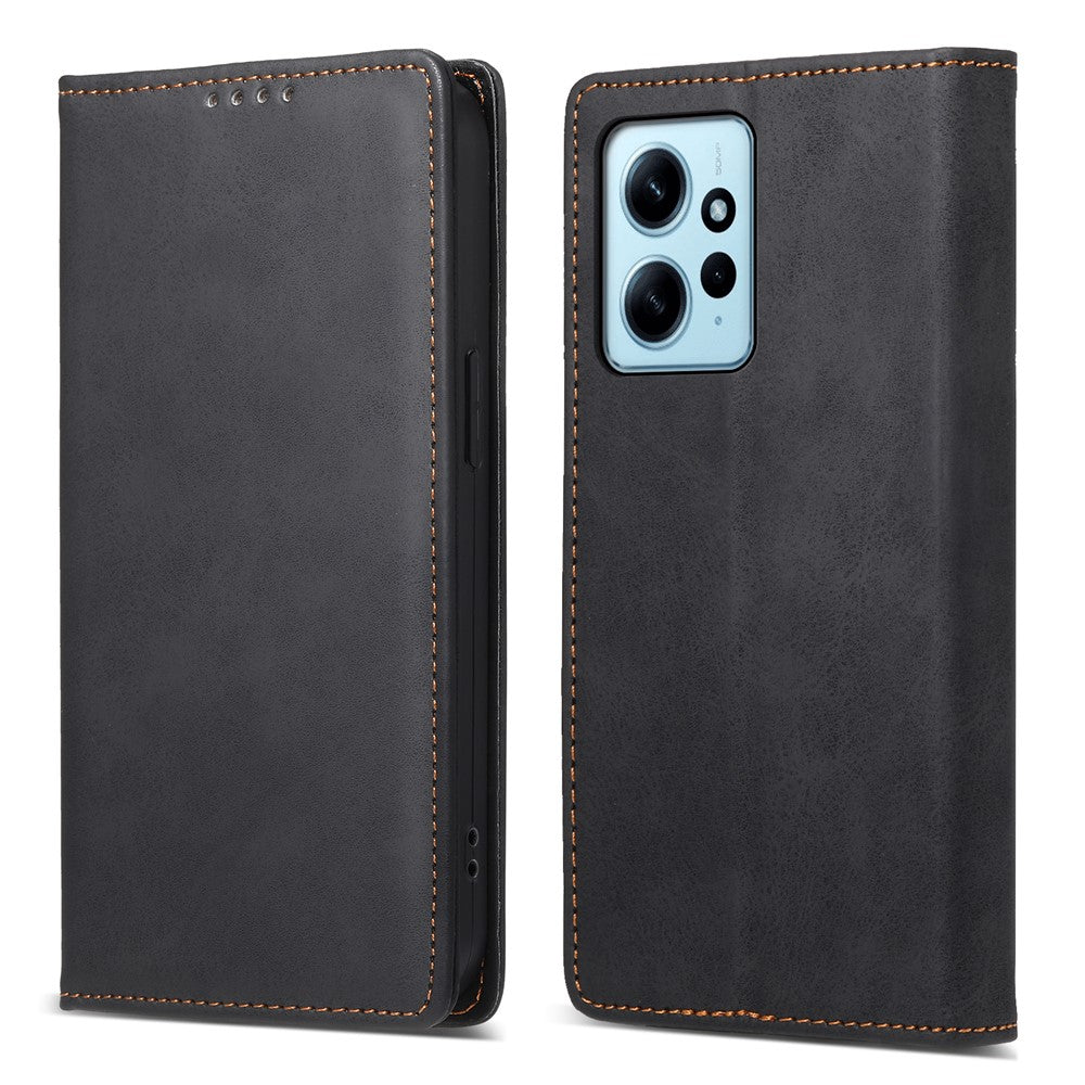 DF-05 Cell Phone Case for Xiaomi Redmi Note 12 4G , Dustproof PU Leather Stand Cover RFID Blocking Wallet