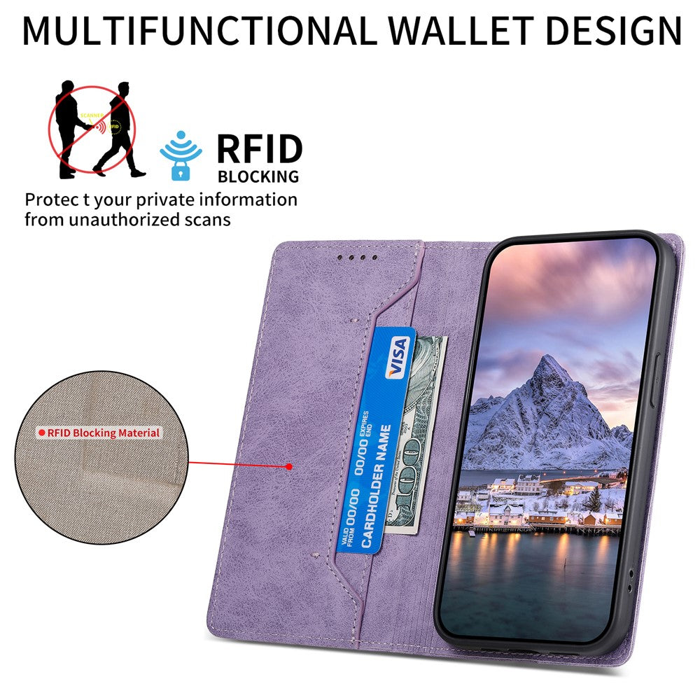 DF-05 PU Leather Phone Case for Samsung Galaxy A32 5G / M32 5G Stand RFID Blocking Business Wallet Flip Cover