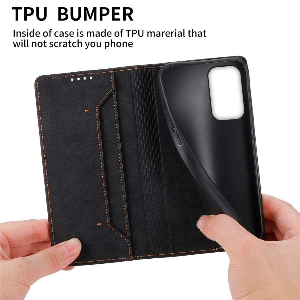 DF-05 til Samsung Galaxy A73 5G PU Læder RFID Blokerende Etui Kortholder Stativ Business Telefoncover