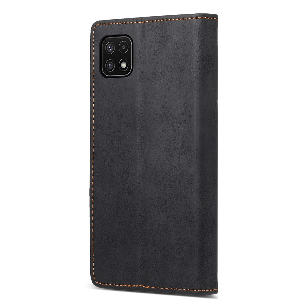 DF-05 For Samsung Galaxy A22 5G (EU Version) RFID Blocking Phone Case Leather Wallet Stand Anti-drop Cover