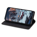 DF-05 For Samsung Galaxy A22 5G (EU Version) RFID Blocking Phone Case Leather Wallet Stand Anti-drop Cover