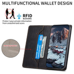 DF-05 For Samsung Galaxy A22 5G (EU Version) RFID Blocking Phone Case Leather Wallet Stand Anti-drop Cover