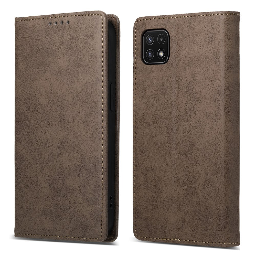 DF-05 For Samsung Galaxy A22 5G (EU Version) RFID Blocking Phone Case Leather Wallet Stand Anti-drop Cover