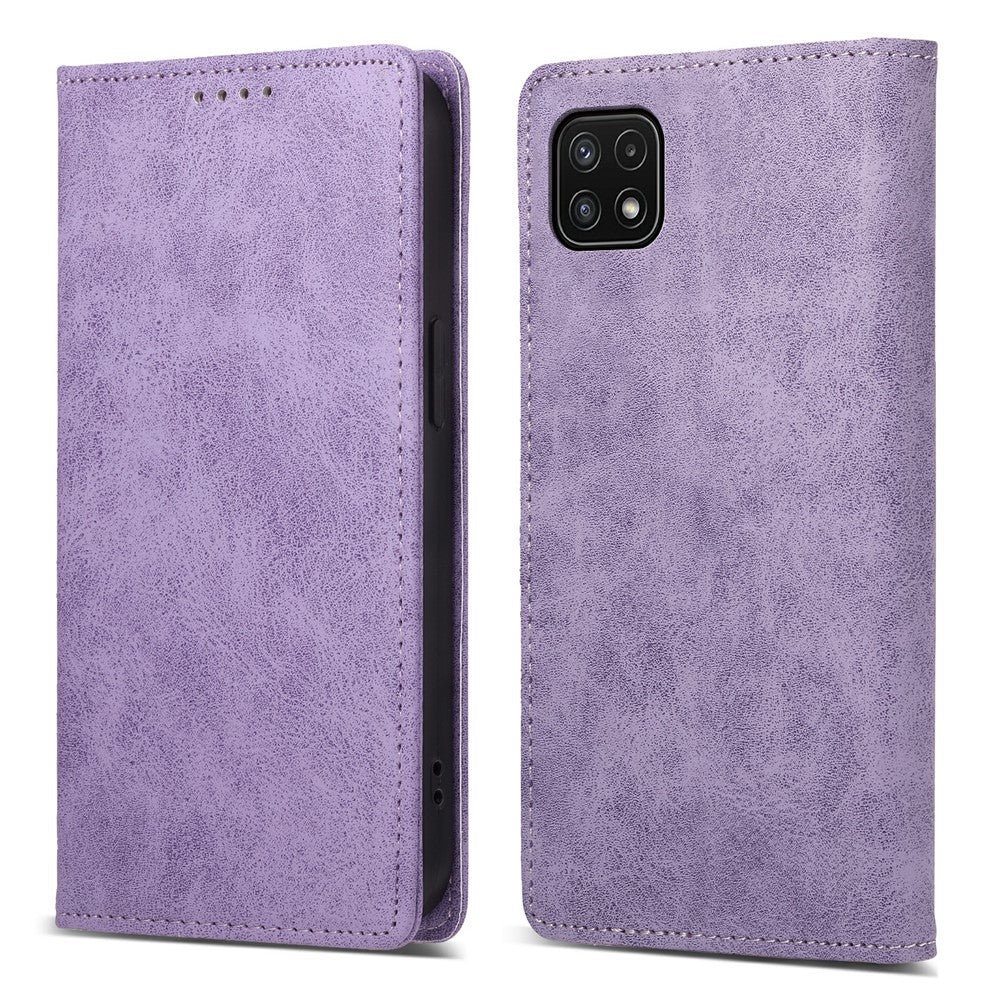DF-05 For Samsung Galaxy A22 5G (EU Version) RFID Blocking Phone Case Leather Wallet Stand Anti-drop Cover
