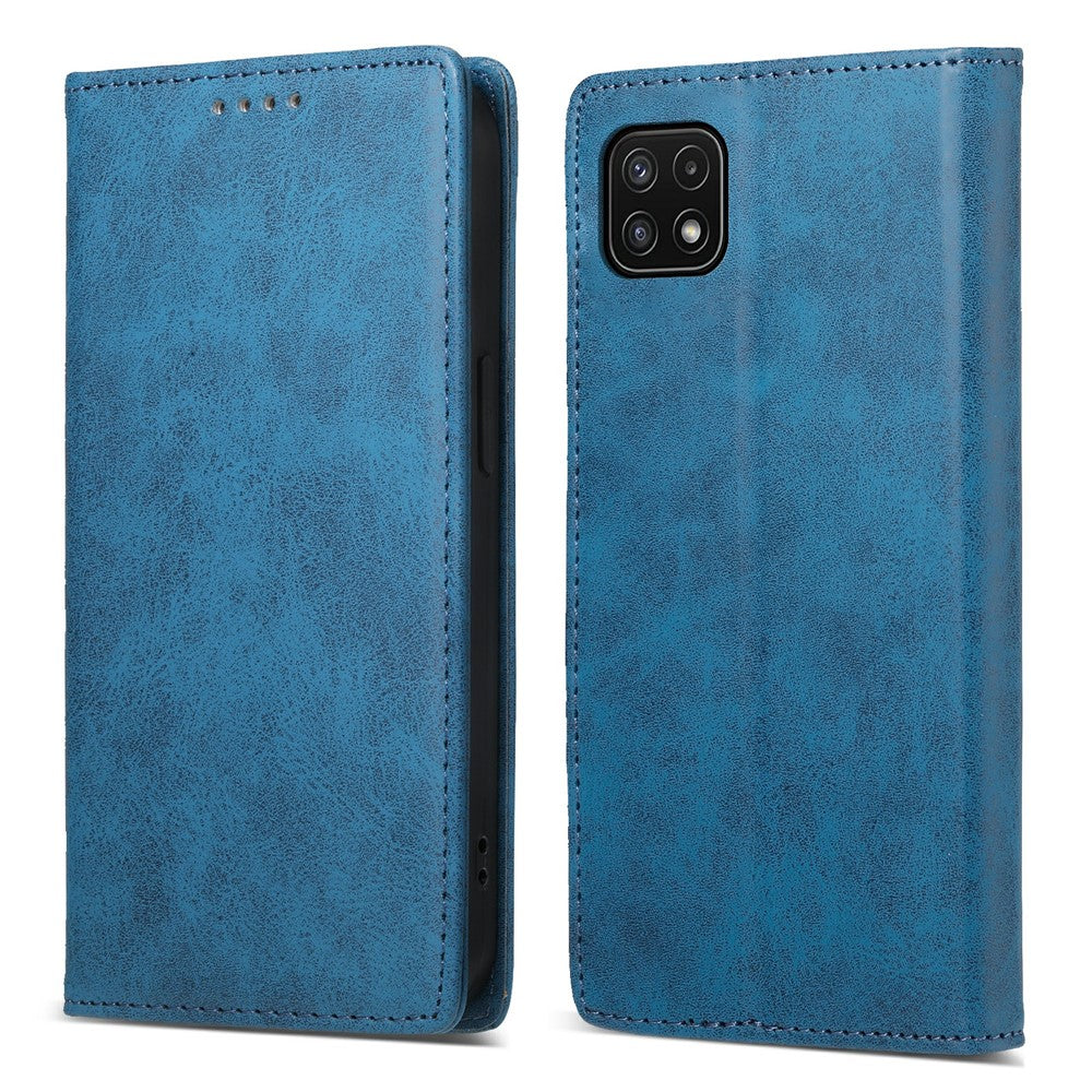 DF-05 For Samsung Galaxy A22 5G (EU Version) RFID Blocking Phone Case Leather Wallet Stand Anti-drop Cover