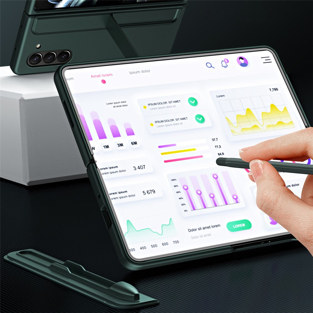 For Samsung Galaxy Z Fold5 5G Rubberized Phone Cover  Kickstand Hard PC Phone Case with Pen and Pen Holder