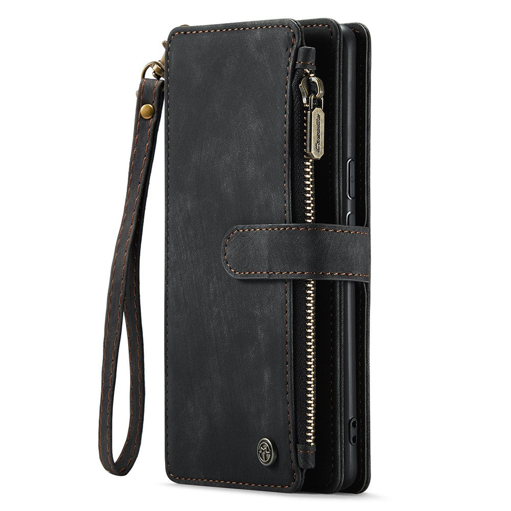 For Google Pixel 8 Pro Phone Cases with Strap CASEME C30 Zipper Multiple Card Holder PU Leather Cover