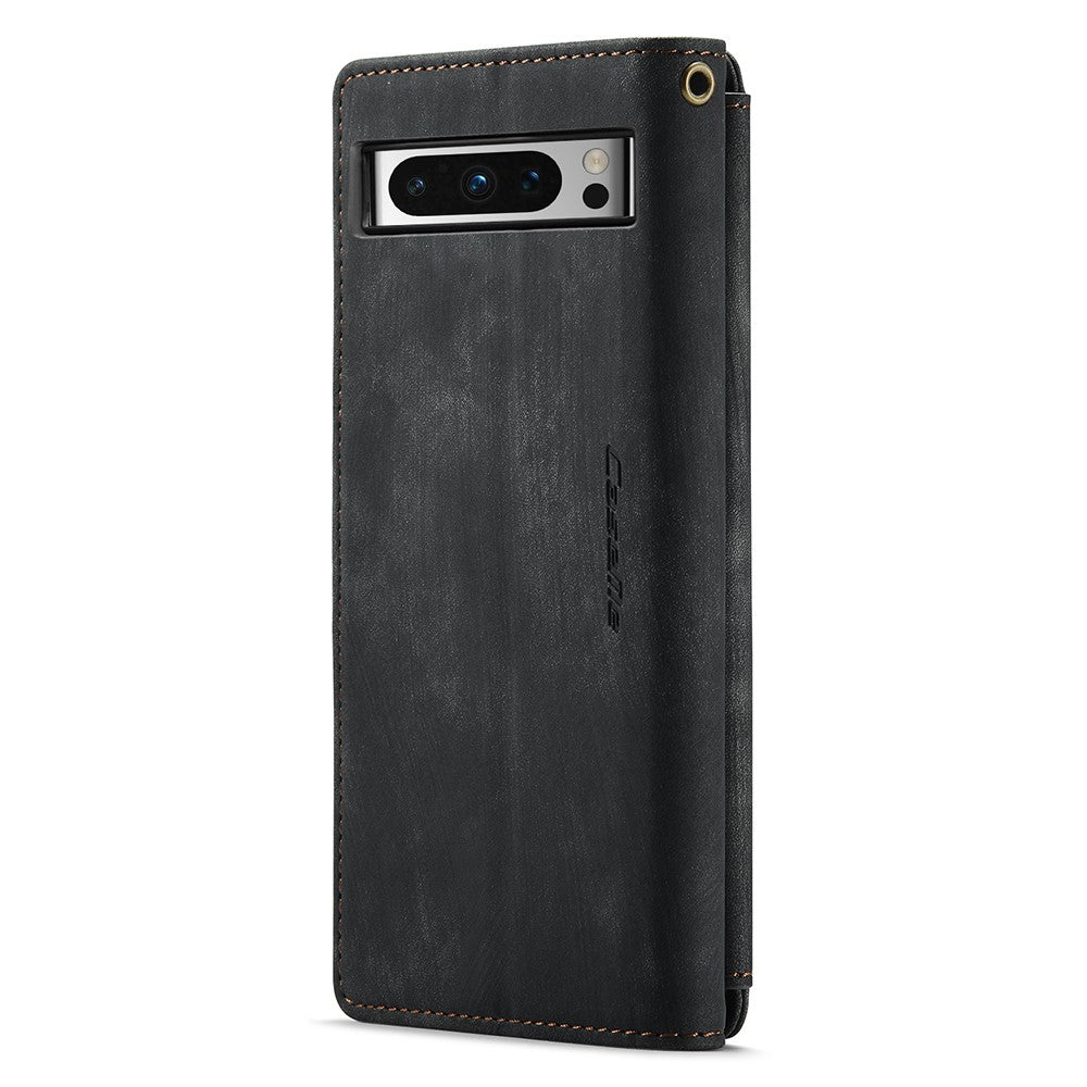 For Google Pixel 8 Pro Phone Cases with Strap CASEME C30 Zipper Multiple Card Holder PU Leather Cover