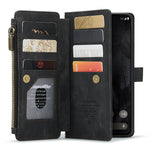 For Google Pixel 8 Pro Phone Cases with Strap CASEME C30 Zipper Multiple Card Holder PU Leather Cover