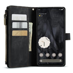 For Google Pixel 8 Pro Phone Cases with Strap CASEME C30 Zipper Multiple Card Holder PU Leather Cover