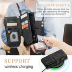 For Google Pixel 8 Pro Phone Cases with Strap CASEME C30 Zipper Multiple Card Holder PU Leather Cover