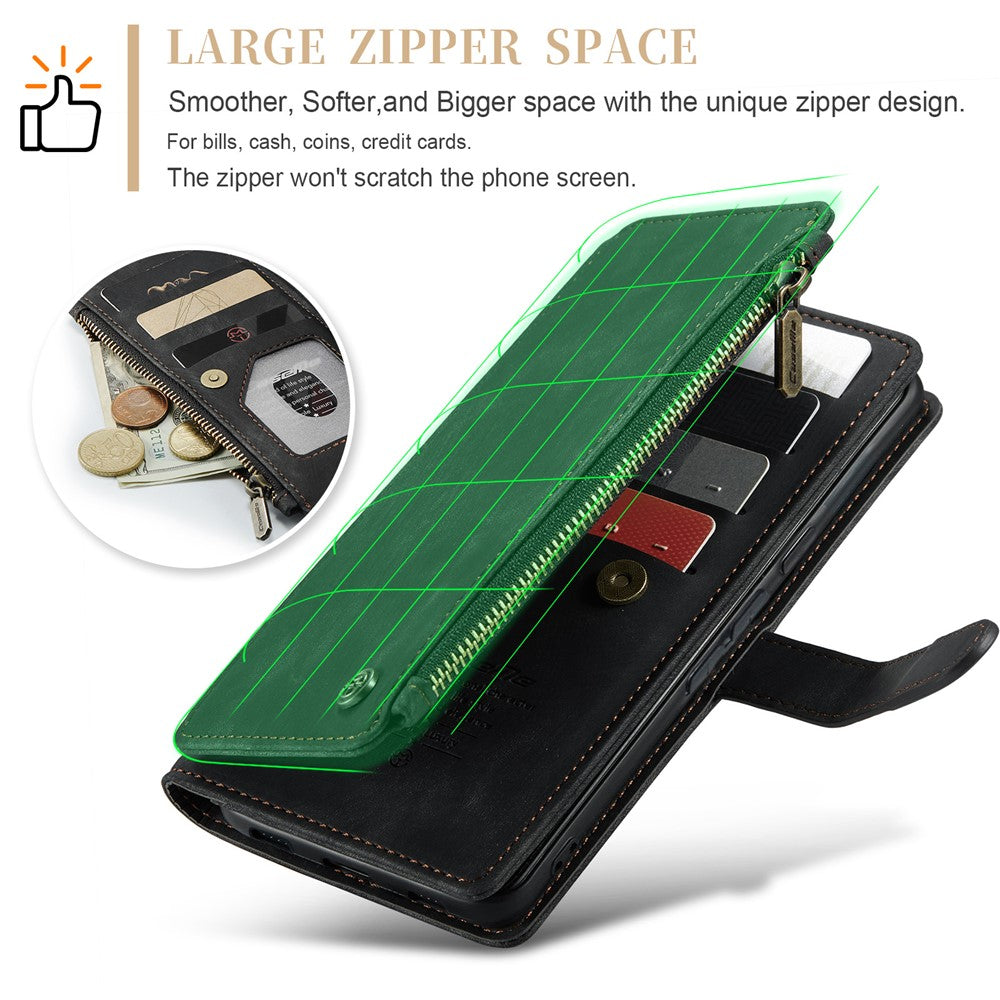 For Google Pixel 8 Pro Phone Cases with Strap CASEME C30 Zipper Multiple Card Holder PU Leather Cover