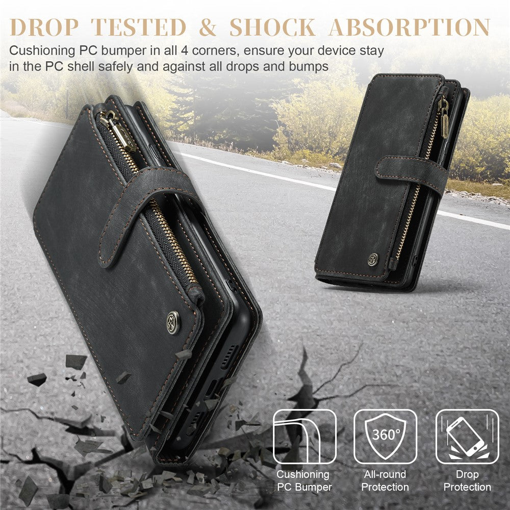 For Google Pixel 8 Pro Phone Cases with Strap CASEME C30 Zipper Multiple Card Holder PU Leather Cover
