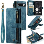 For Google Pixel 8 Pro Phone Cases with Strap CASEME C30 Zipper Multiple Card Holder PU Leather Cover