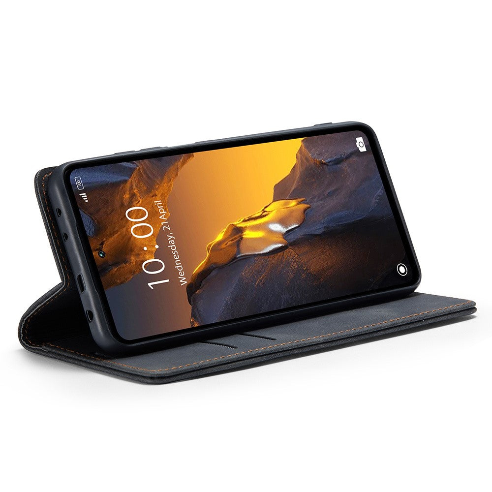 CASEME 013-serien för Xiaomi Poco F5 5G / Redmi Note 12 Turbo PU-läder plånboksfodral i stativ, smartphone-skydd