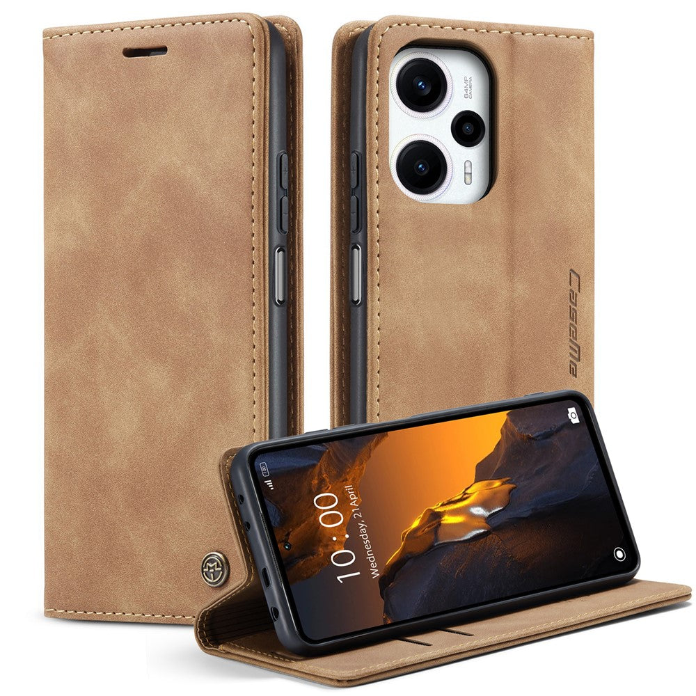 CASEME 013-serien för Xiaomi Poco F5 5G / Redmi Note 12 Turbo PU-läder plånboksfodral i stativ, smartphone-skydd