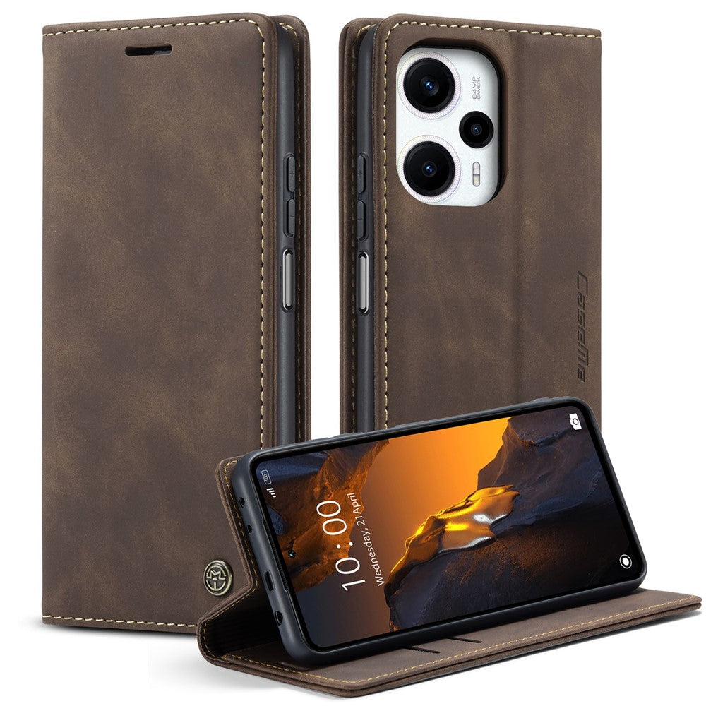 CASEME 013-serien för Xiaomi Poco F5 5G / Redmi Note 12 Turbo PU-läder plånboksfodral i stativ, smartphone-skydd