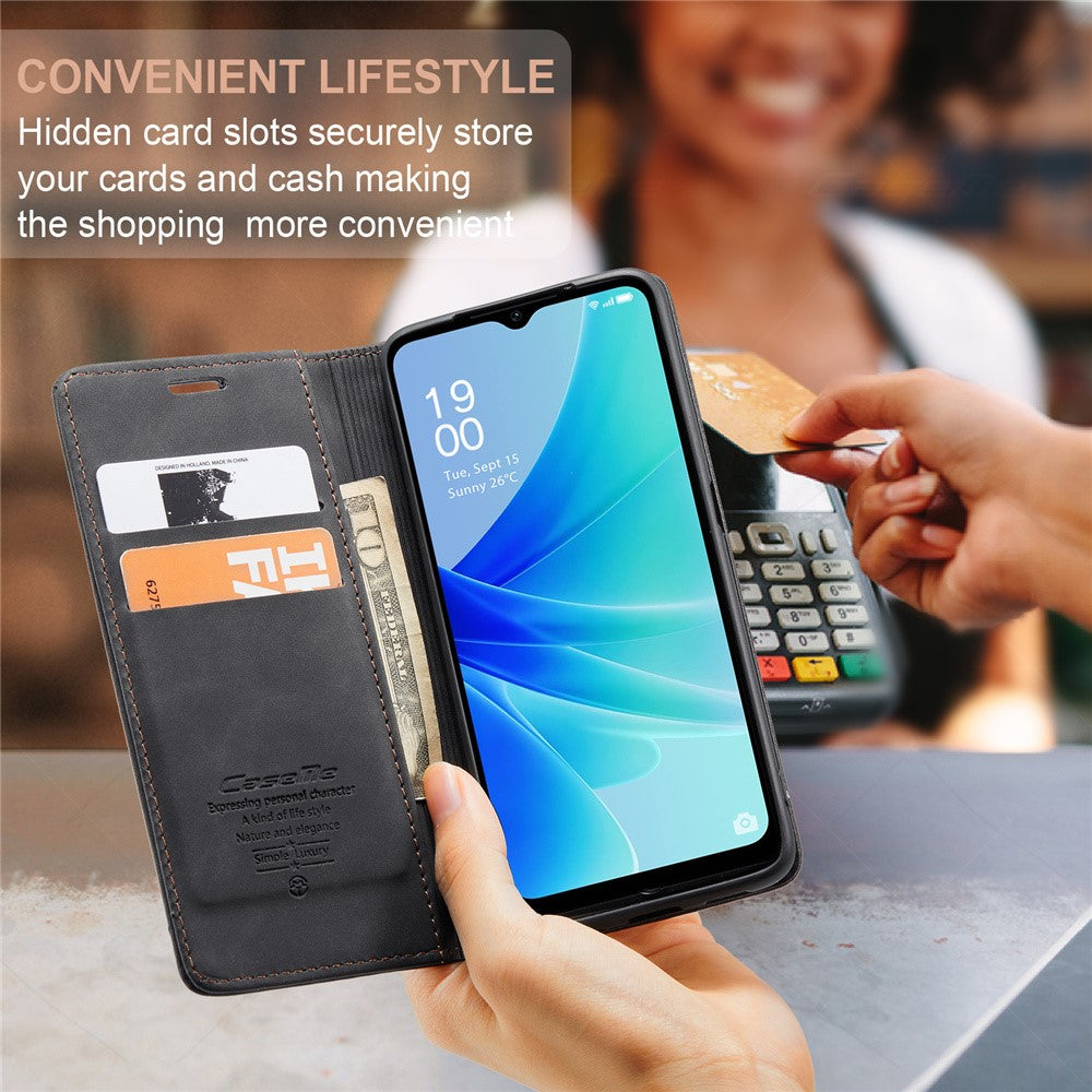 CASEME 013-serien Läderfodral för Oppo A57 4G / A57s 4G / A57e 4G / A77 4G / A77s 4G / OnePlus Nord N20 SE 4G Plånboksfodral med stativ
