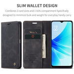 CASEME 013-serien Läderfodral för Oppo A57 4G / A57s 4G / A57e 4G / A77 4G / A77s 4G / OnePlus Nord N20 SE 4G Plånboksfodral med stativ