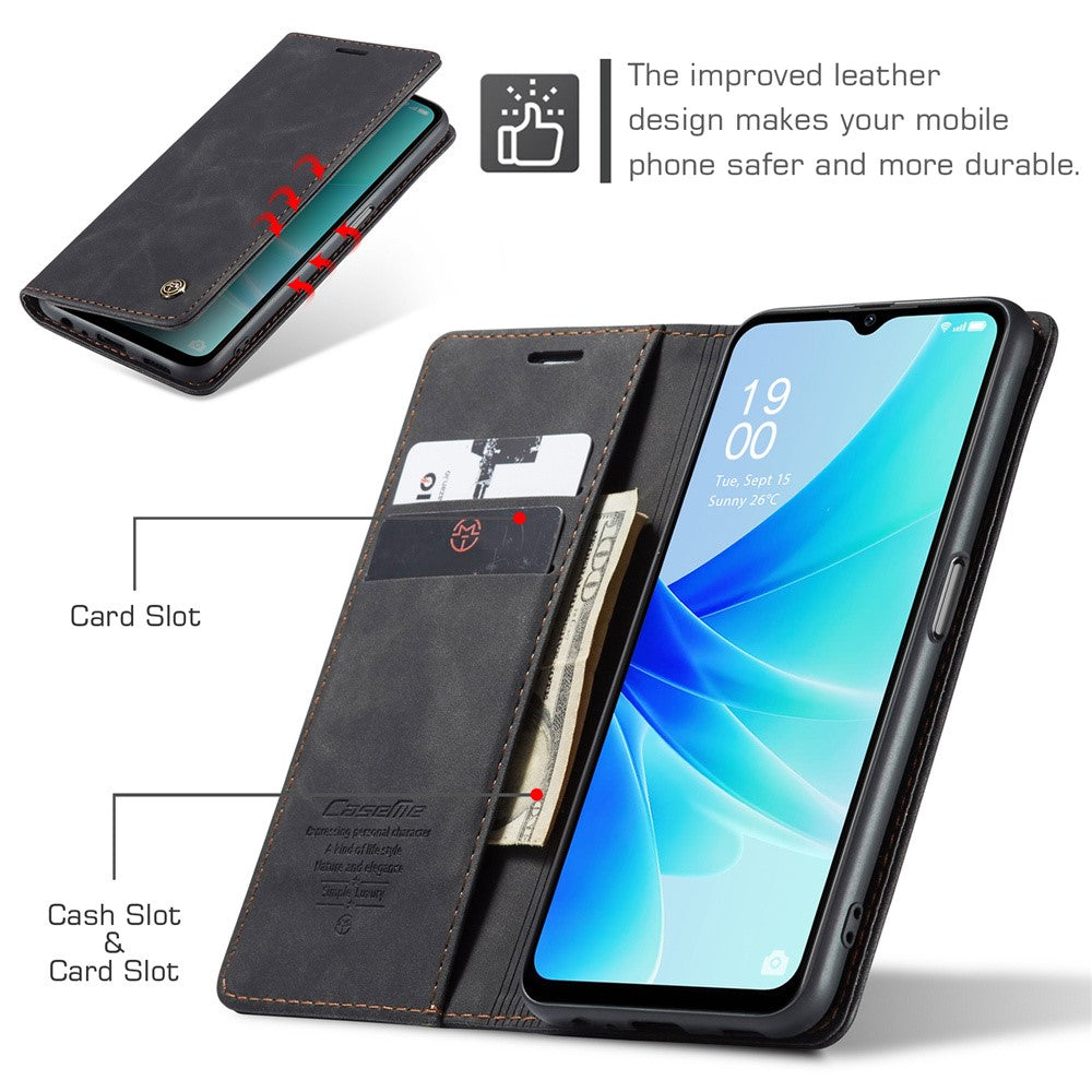 CASEME 013-serien Läderfodral för Oppo A57 4G / A57s 4G / A57e 4G / A77 4G / A77s 4G / OnePlus Nord N20 SE 4G Plånboksfodral med stativ