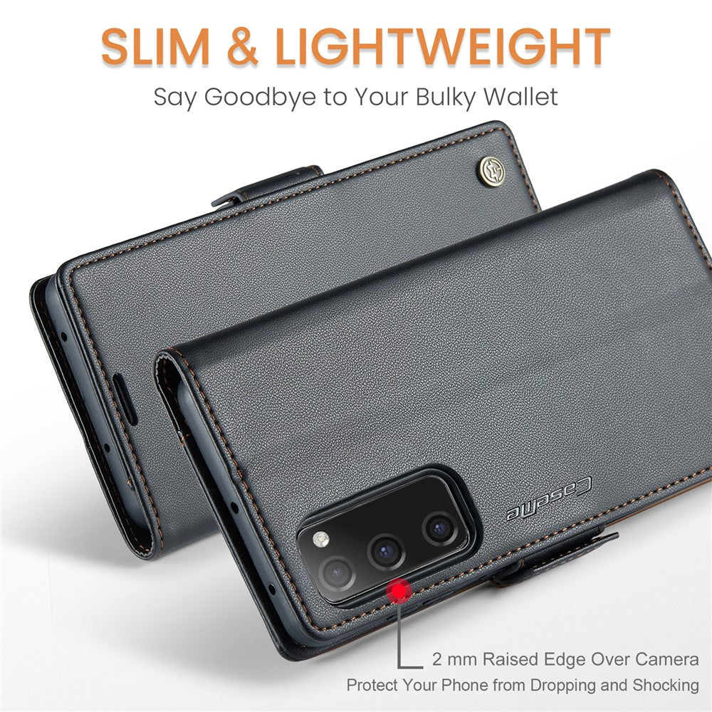 For Samsung Galaxy S20 FE / S20 FE 5G / S20 FE 2022 / S20 Lite Leather Case CASEME 023 RFID Blocking 3 Card Slot Mobile Cover