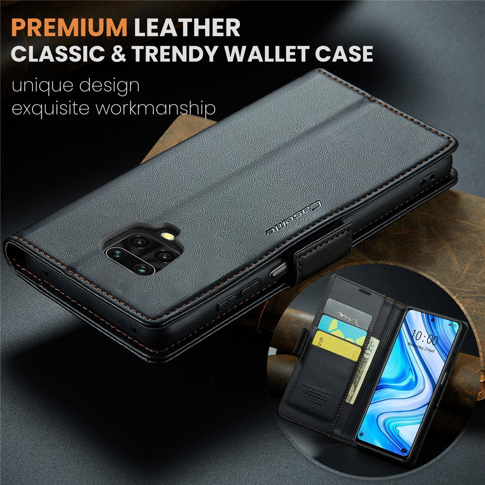 For Xiaomi Redmi Note 9S 4G / Note 9 Pro 4G / Note 9 Pro Max Leather Case CASEME 023 RFID Blocking 3 Card Slot Mobile Cover