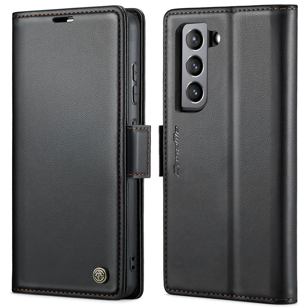 For Samsung Galaxy S21 FE 5G Leather Case CASEME 023 RFID Blocking 3 Card Slot Mobile Cover