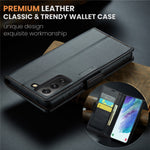 For Samsung Galaxy S21 FE 5G Leather Case CASEME 023 RFID Blocking 3 Card Slot Mobile Cover