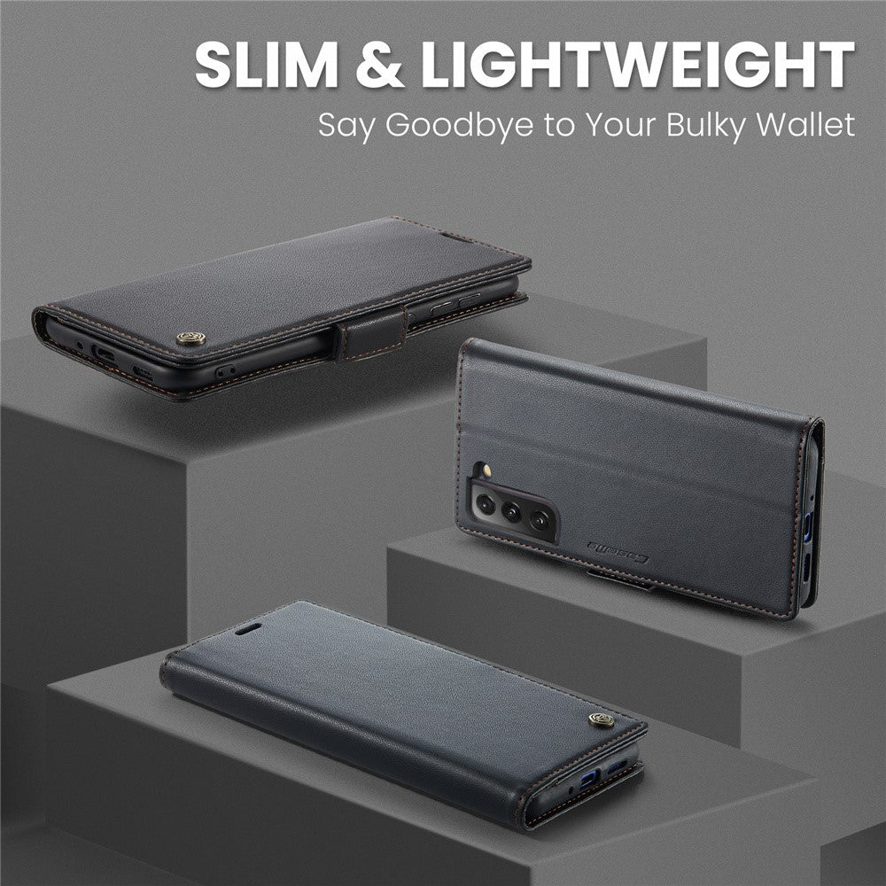For Samsung Galaxy S21 FE 5G Leather Case CASEME 023 RFID Blocking 3 Card Slot Mobile Cover
