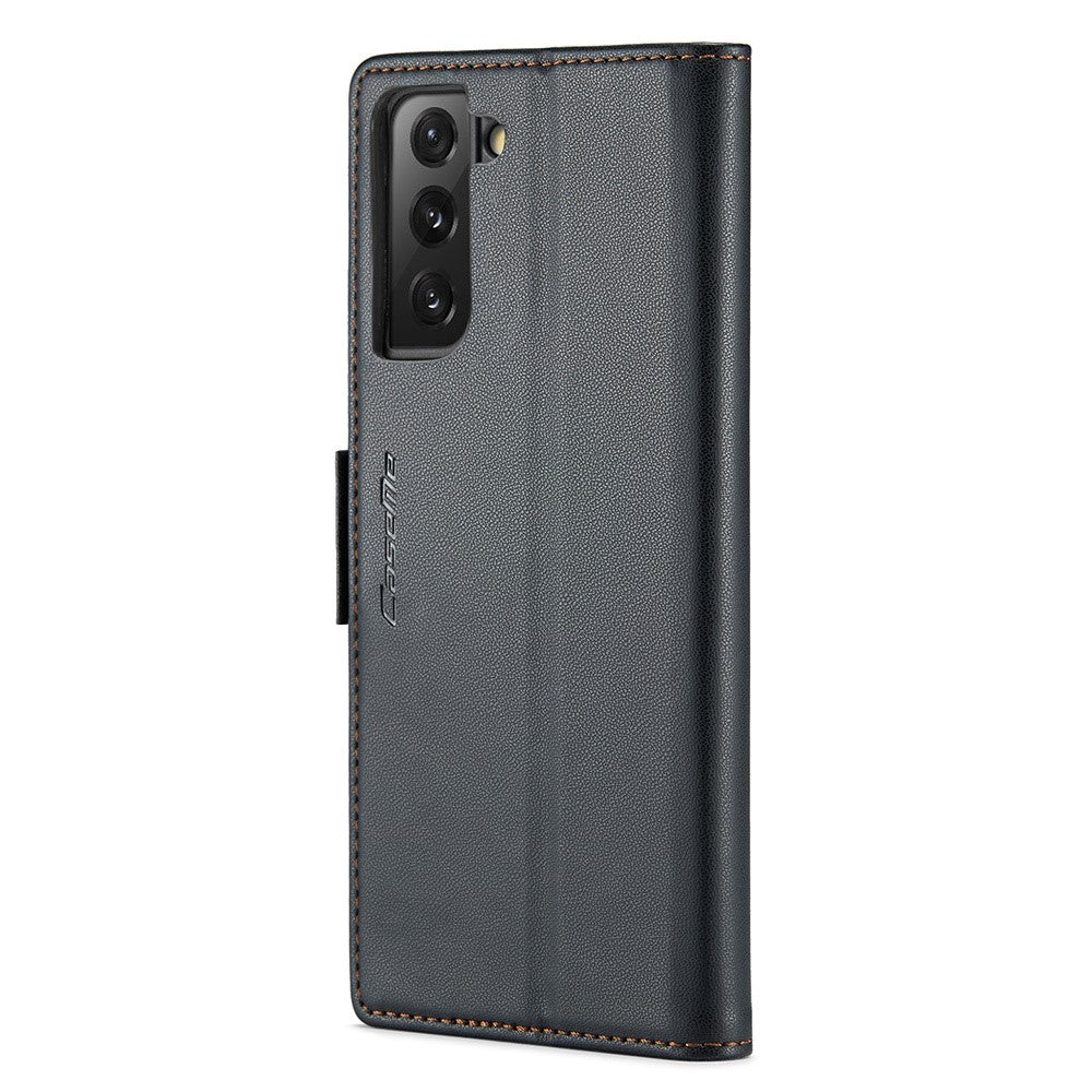 For Samsung Galaxy S21 FE 5G Leather Case CASEME 023 RFID Blocking 3 Card Slot Mobile Cover