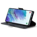 For Samsung Galaxy S21 FE 5G Leather Case CASEME 023 RFID Blocking 3 Card Slot Mobile Cover