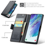 For Samsung Galaxy S21 FE 5G Leather Case CASEME 023 RFID Blocking 3 Card Slot Mobile Cover