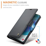 For Samsung Galaxy S21 FE 5G Leather Case CASEME 023 RFID Blocking 3 Card Slot Mobile Cover