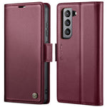 For Samsung Galaxy S21 FE 5G Leather Case CASEME 023 RFID Blocking 3 Card Slot Mobile Cover