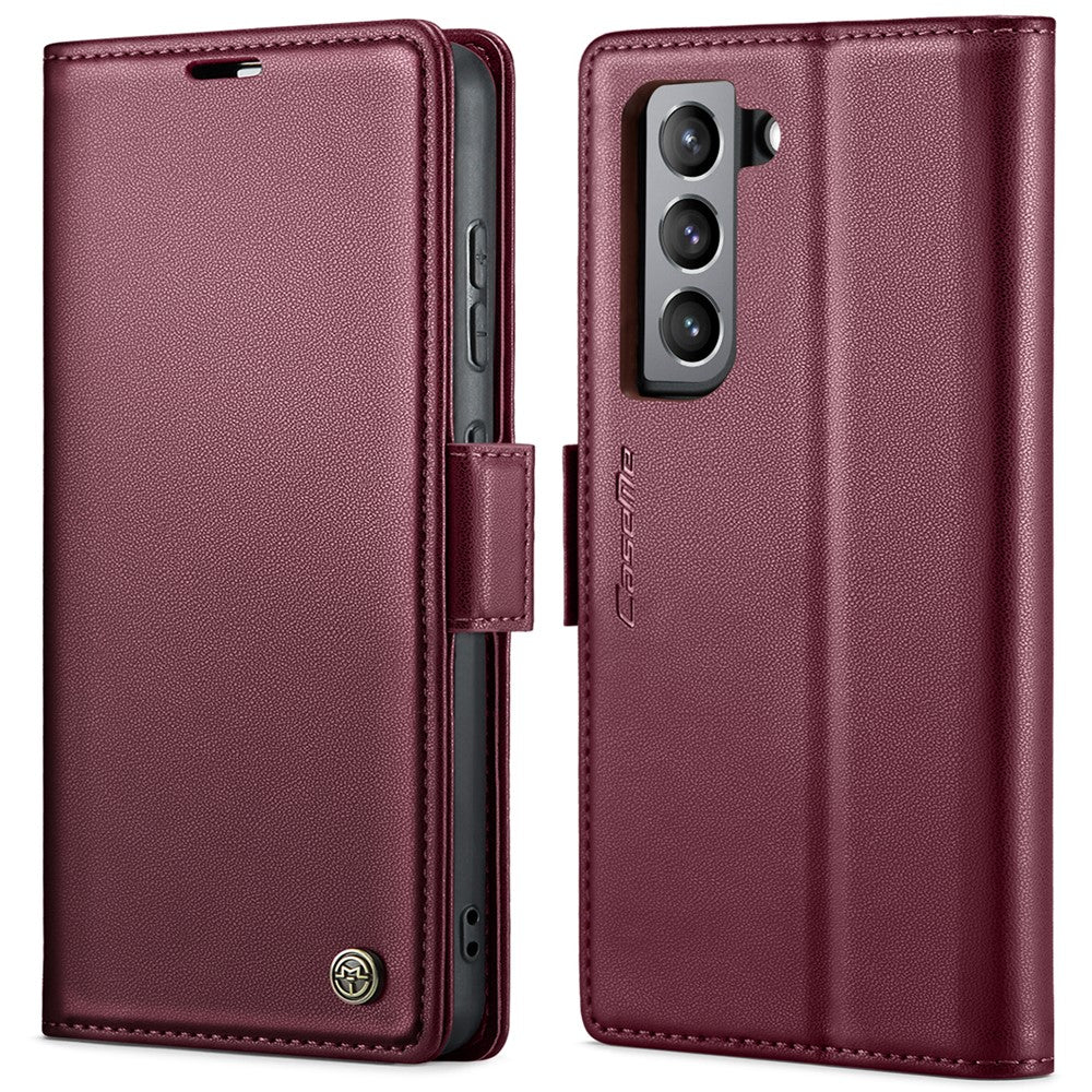 For Samsung Galaxy S21 FE 5G Leather Case CASEME 023 RFID Blocking 3 Card Slot Mobile Cover