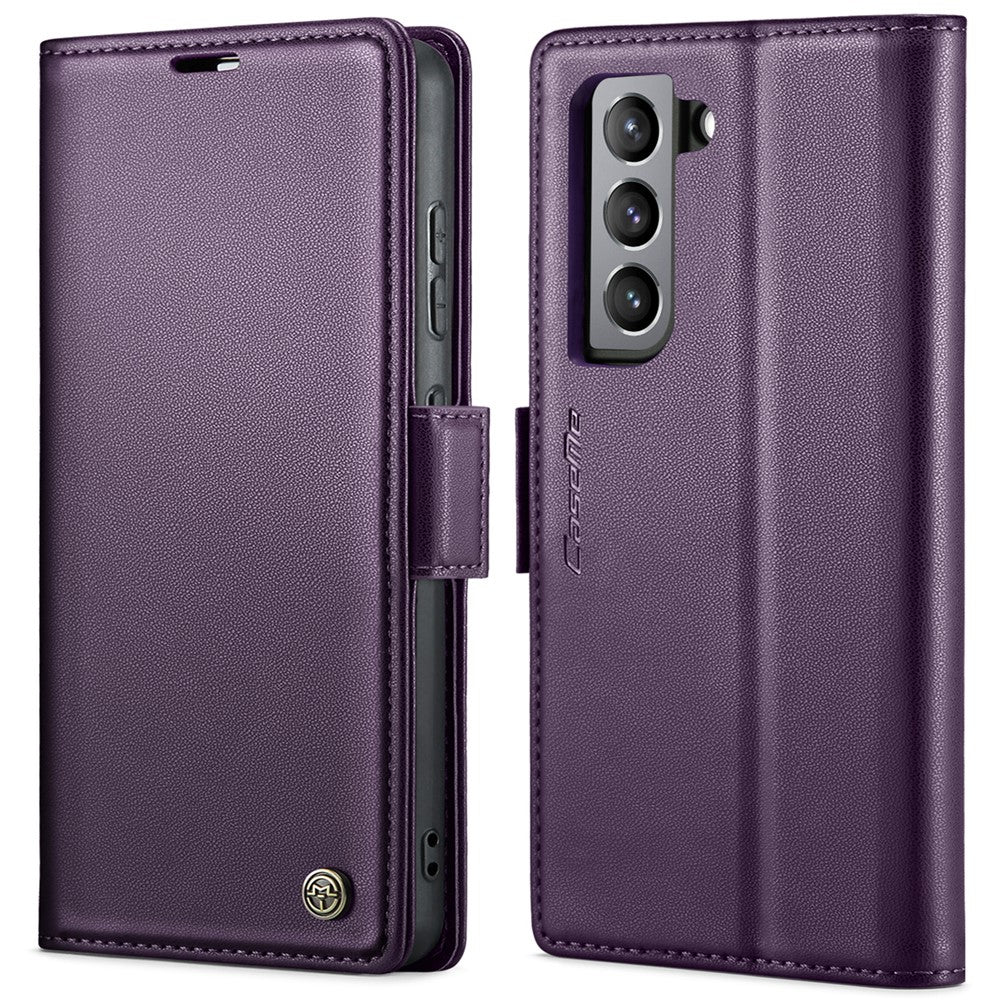 For Samsung Galaxy S21 FE 5G Leather Case CASEME 023 RFID Blocking 3 Card Slot Mobile Cover