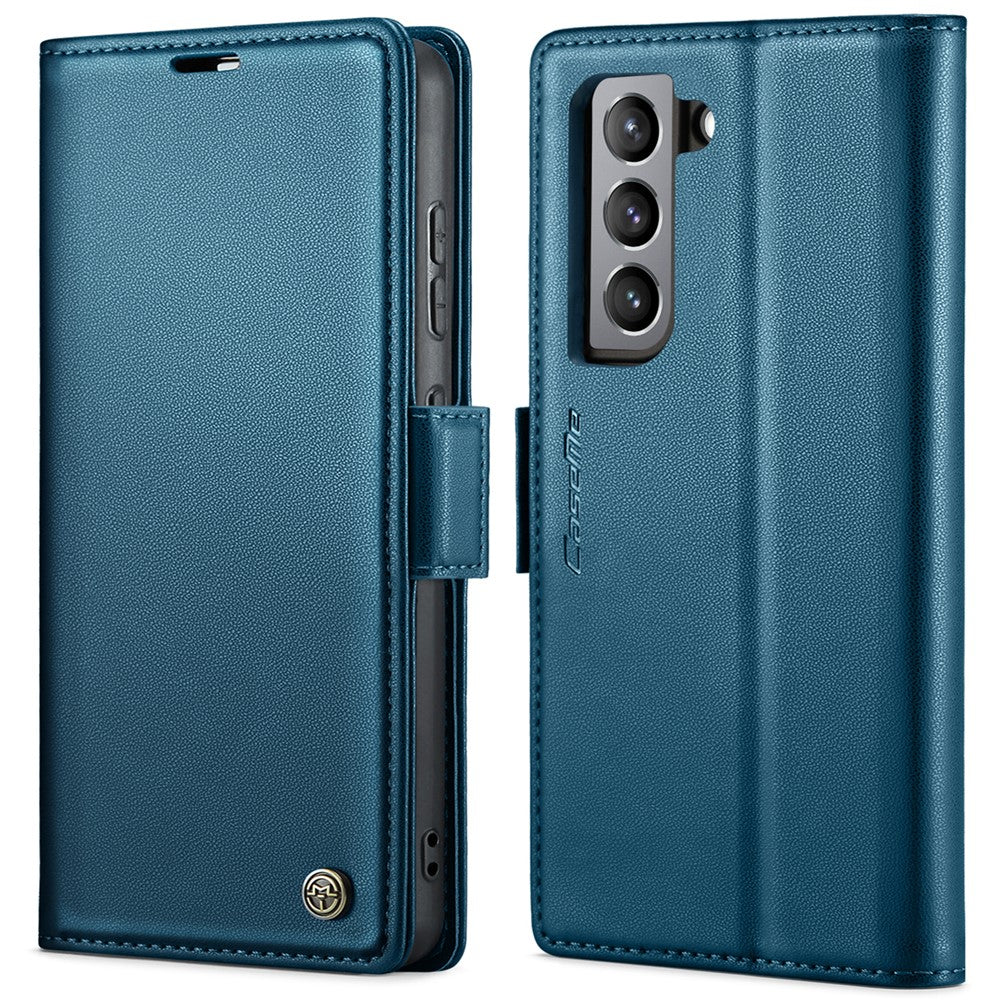 For Samsung Galaxy S21 FE 5G Leather Case CASEME 023 RFID Blocking 3 Card Slot Mobile Cover